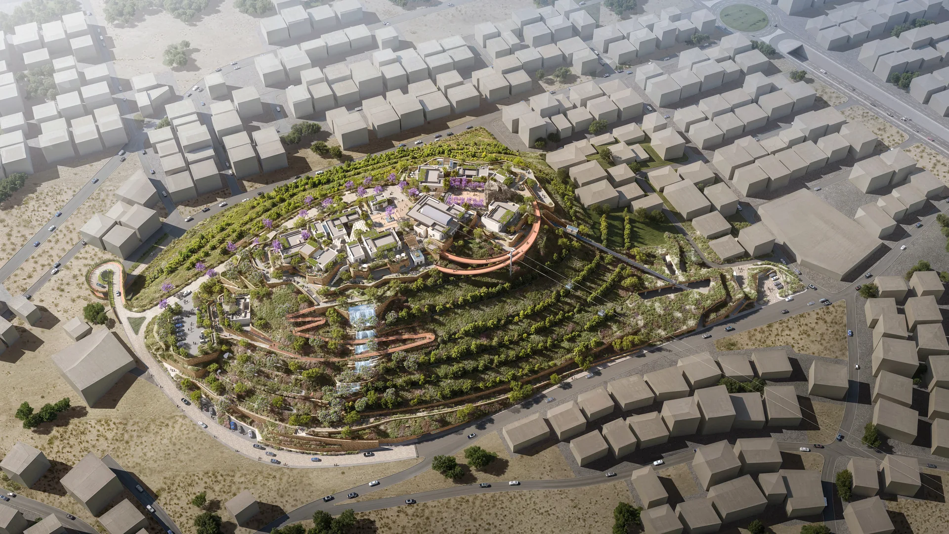 Thera Mountain, Mixed use architecture