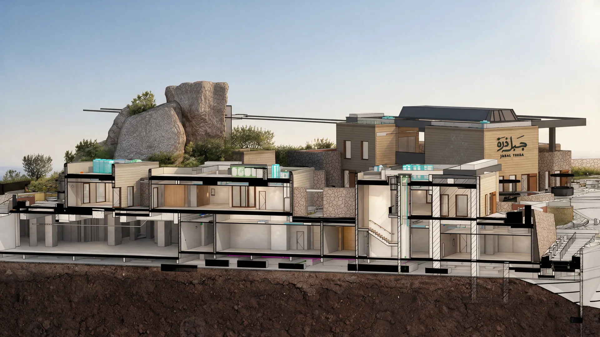 Thera Mountain — Section 2 — architectural render